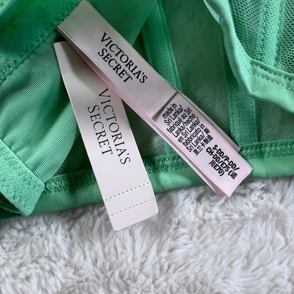 Victorias Secret Dream Angels Mint Green Lace Mesh Corset Top Size S-DD 11240102 - Picture 11 of 12